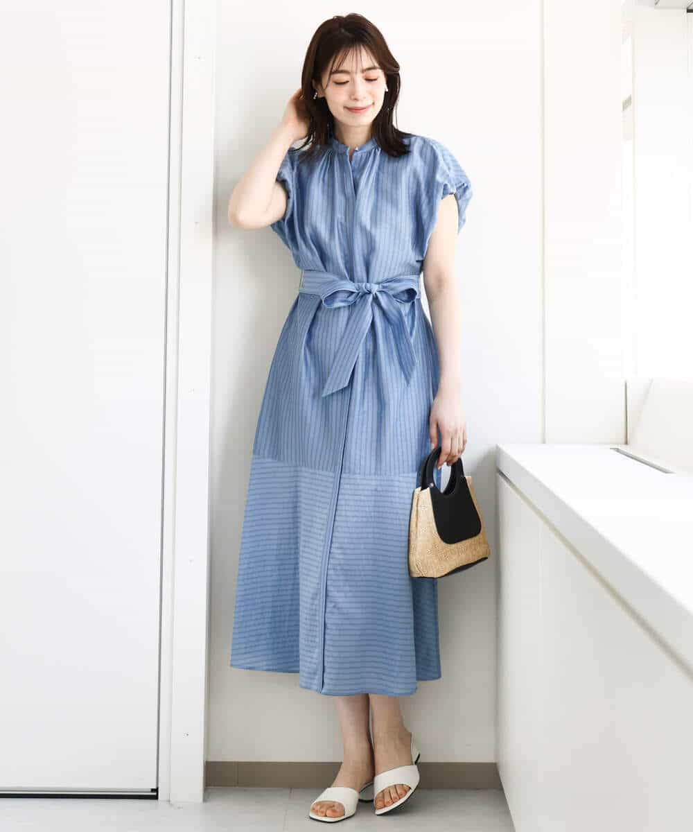 シアードビーストライプワンピース/洗える/WEB限定(ワンピース