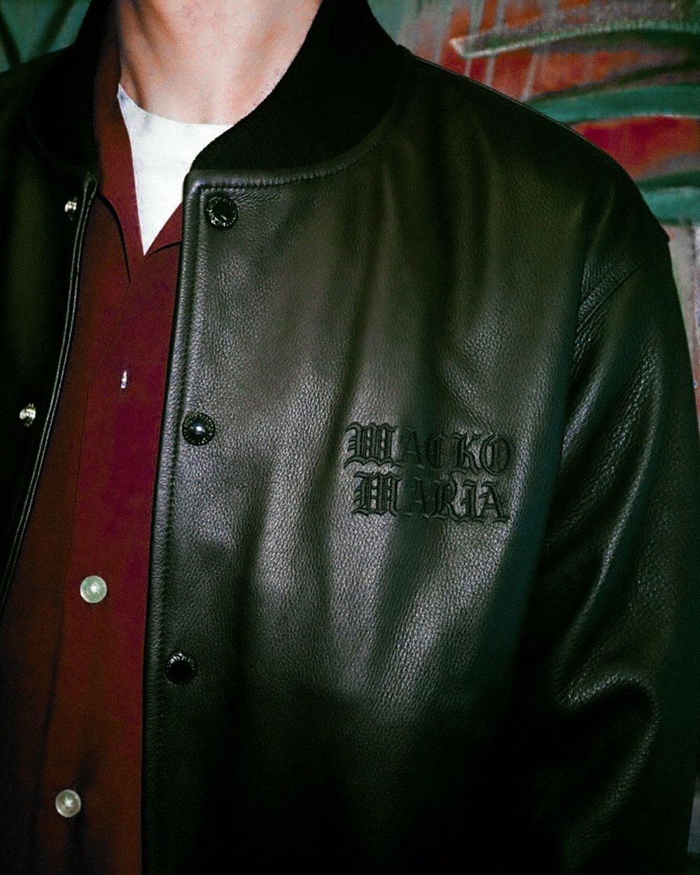 WACKO MARIA/LEATHER VARSITY JACKET（BLACK）［レザーヴァーシティJKT