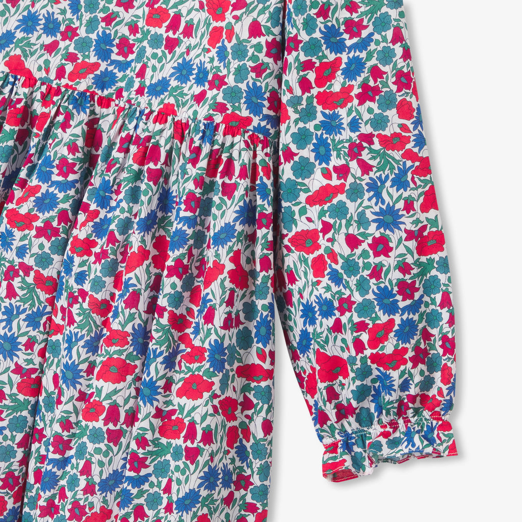 フリル袖付きリバティプリントワンピース | | Jacadi Paris