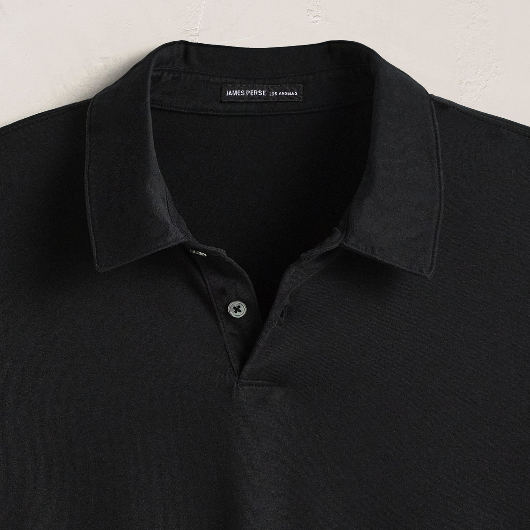 Heavy Luxe Jersey Long Sleeve Polo - Black | James Perse Los Angeles