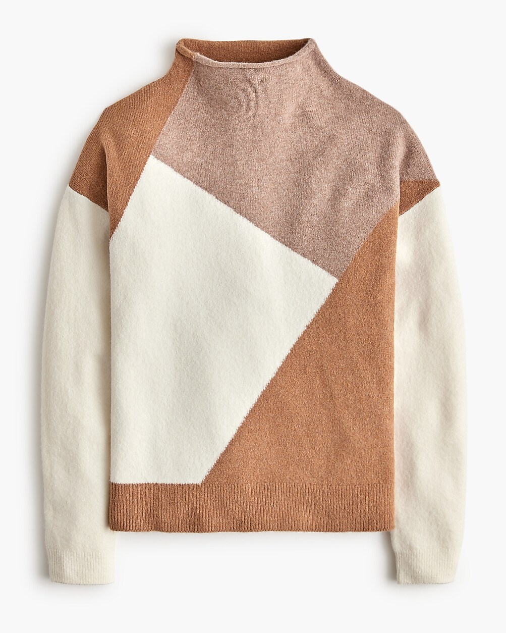 Colorblock Mockneck Sweater In Extra-soft Yarn For Women | Factory
