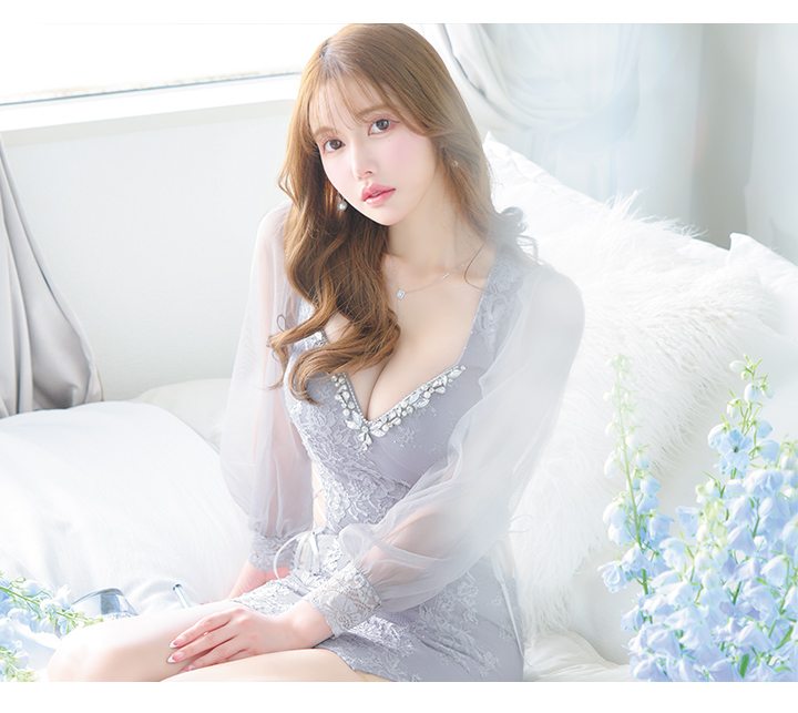 即日発送】【送料無料！】セットアップミニドレス/2ピース/チュール袖