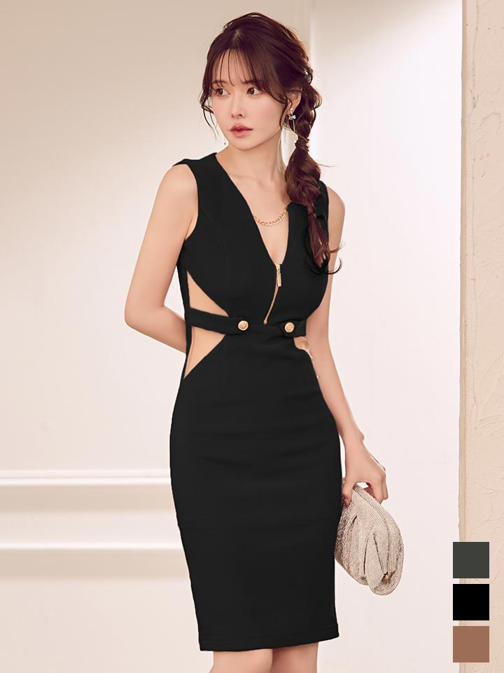 ウエストシアータイトミディアムドレス/キャバドレス【S-Mサイズ/2