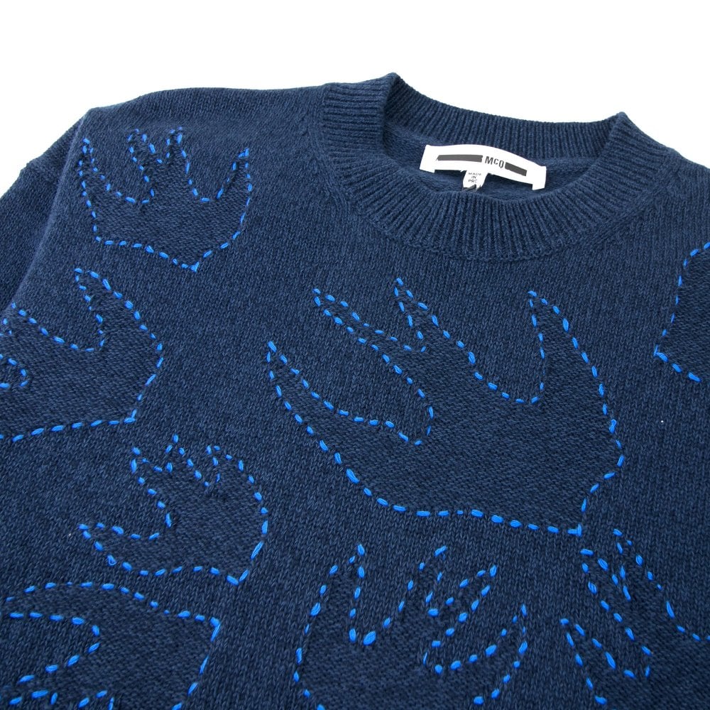 MCQ By Alexander McQueen Swallow Swarm Knit Jumper Navy 4014 | ONU