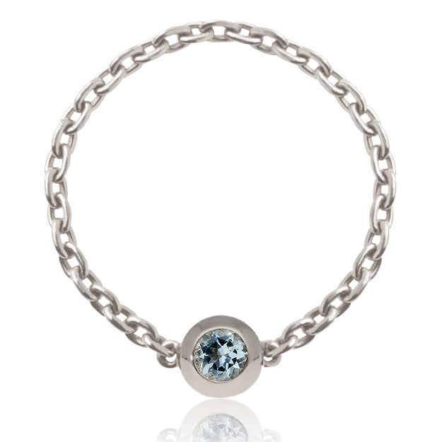 K18/Pt「アクアマリン バース ヌード」チェーンリング