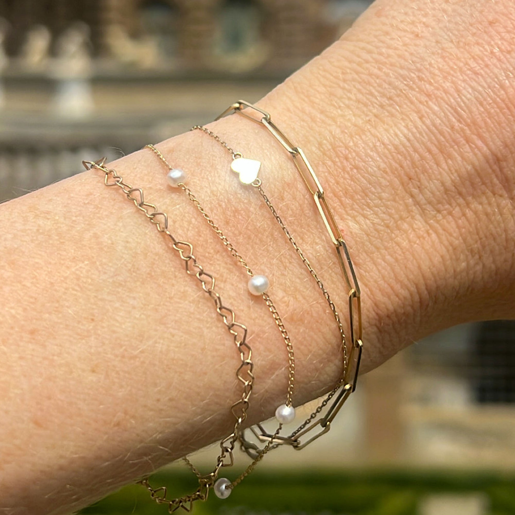 14kt Gold Minimalist Pearl Bracelet - La Kaiser
