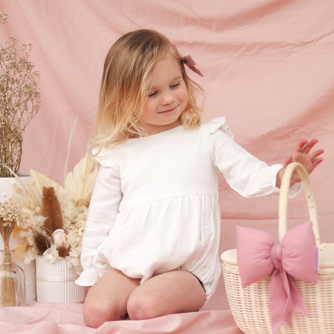 Muslin LS Bubble Romper - Coconut Milk – La Sienna Couture