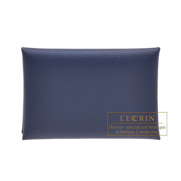 エルメス カルヴィ デュオ ブルーネイビー ヴォーエプソン シルバー