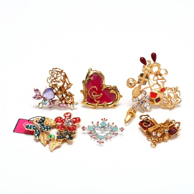 A Group of Six Heart Brooches, Christian Lacroix (Lot 3114