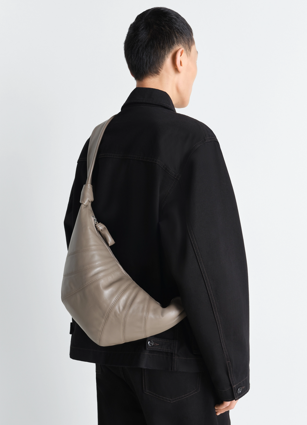 MEDIUM CROISSANT BAG IN LEATHER - Dark Khaki - Soft Nappa Leather