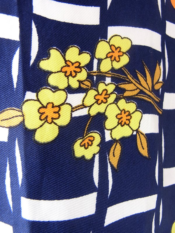 送料無料】フランス買い付け 70年代製 ネイビー X カラフル花柄