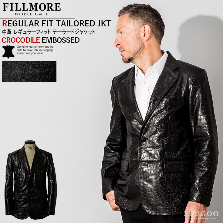 FILLMORE 本革 クロコダイルテーラードジャケット メンズ フィルモア