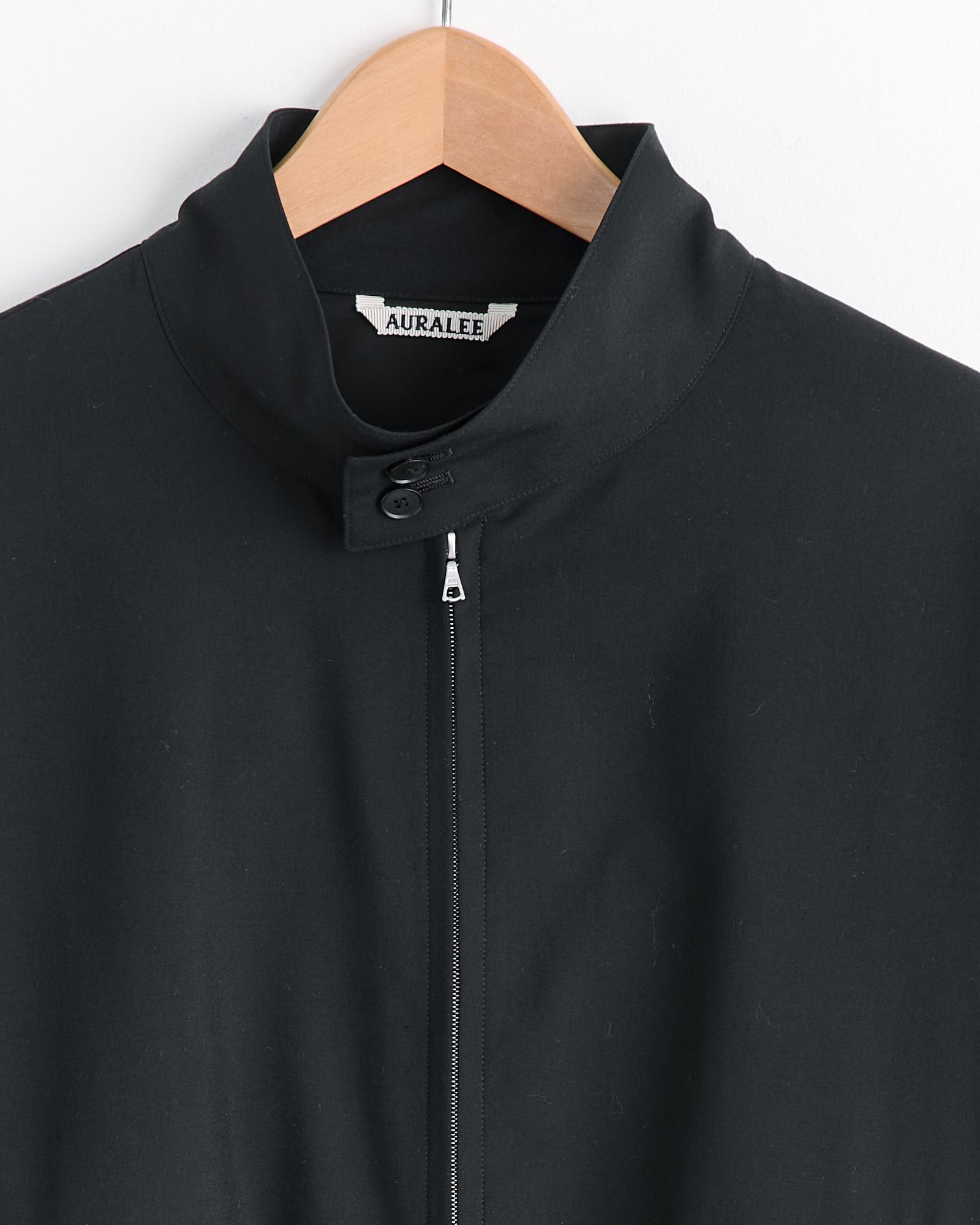 Tropical Wool Zip Blouson in Black