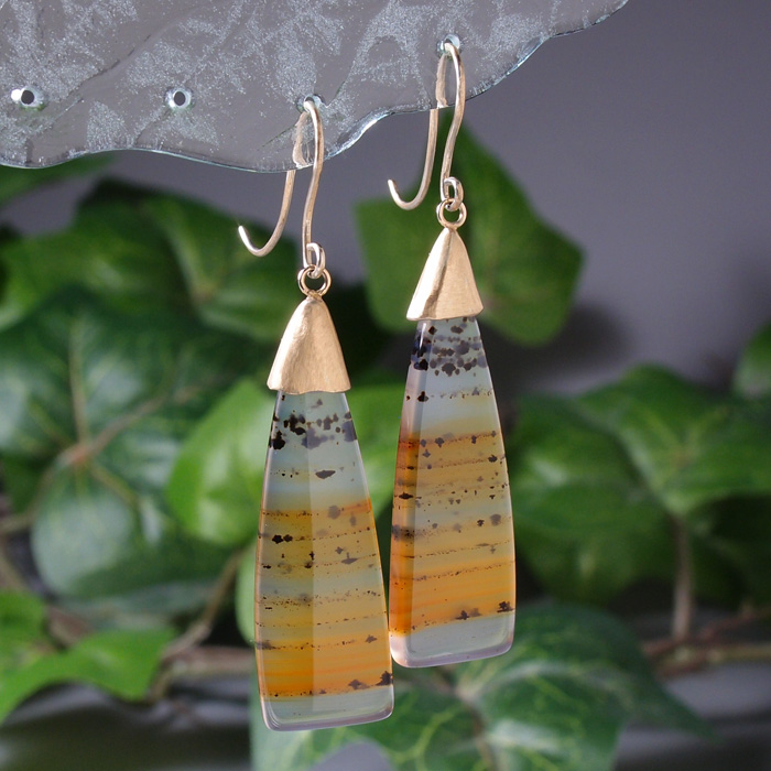 P074 モンタナアゲートピアス 10金フック - ムーンマッドネス 水晶