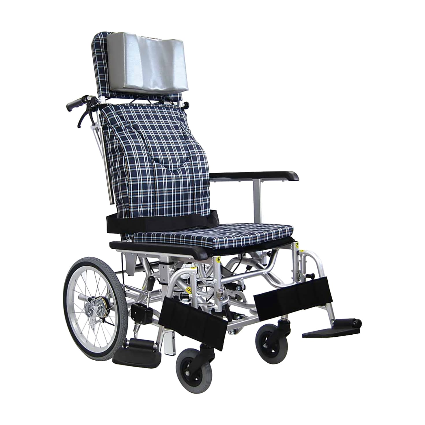 ティルトリクライニング車いす 車椅子 24-4857-0001 濃紺チェックA13