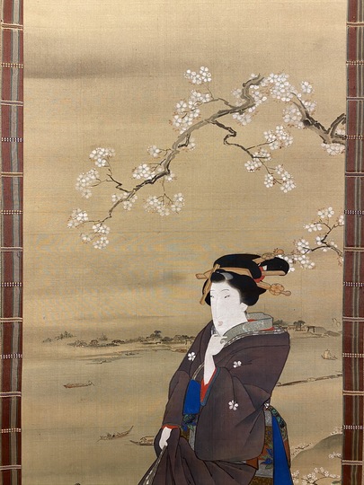 蹄斎北馬 桜下美人図｜古美術・掛け軸の販売・買取・鑑定-松本松栄堂