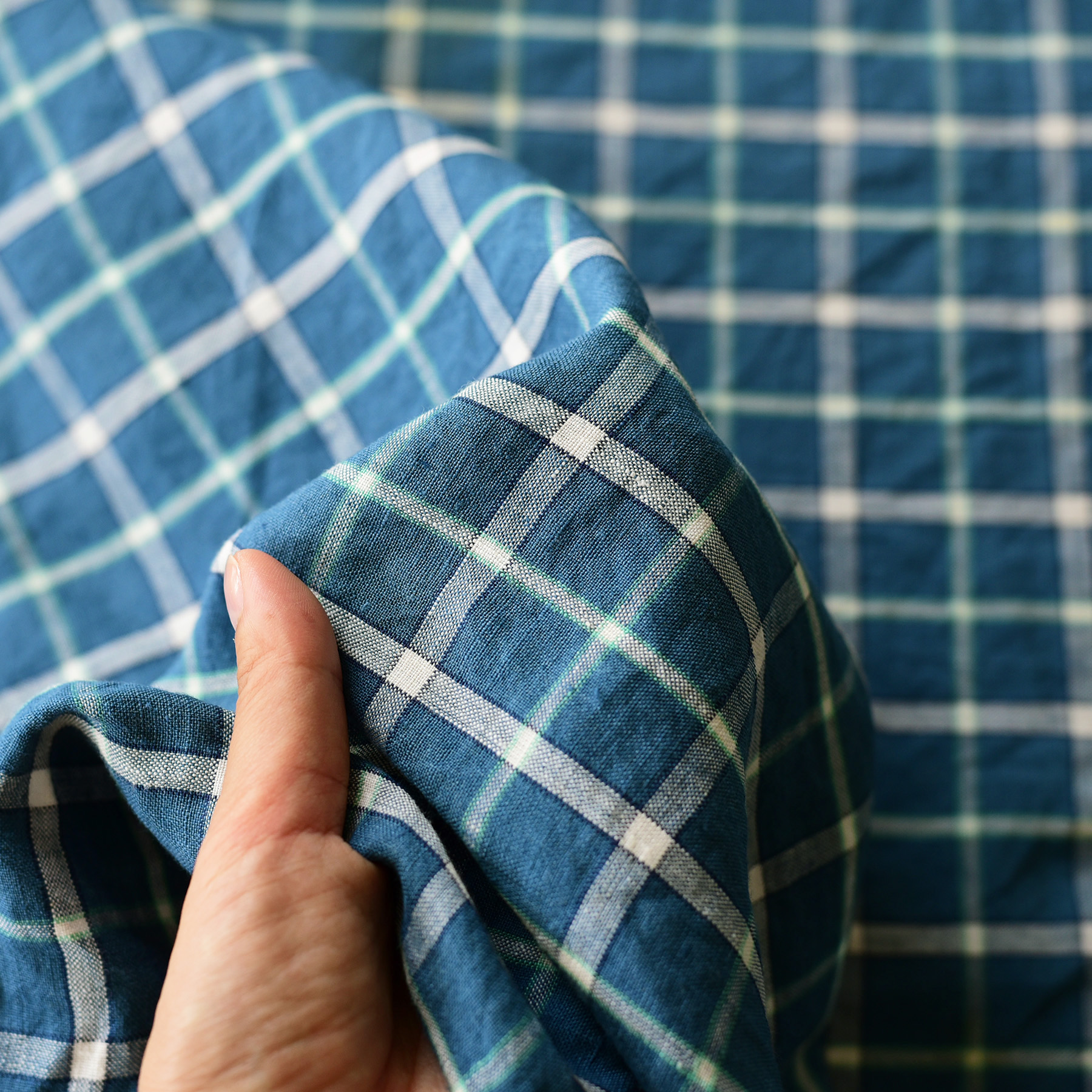 キッチンリネン :: 布・生地 :: ザクセンブルーチェック 生地 幅150cm