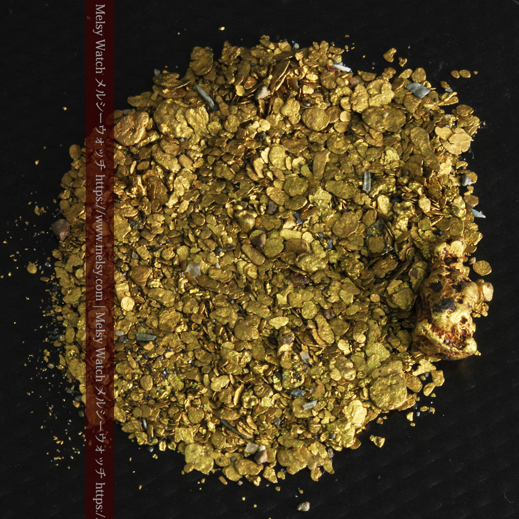 5.1gの小さな砂金・薄片金とやや粒の大きな自然金