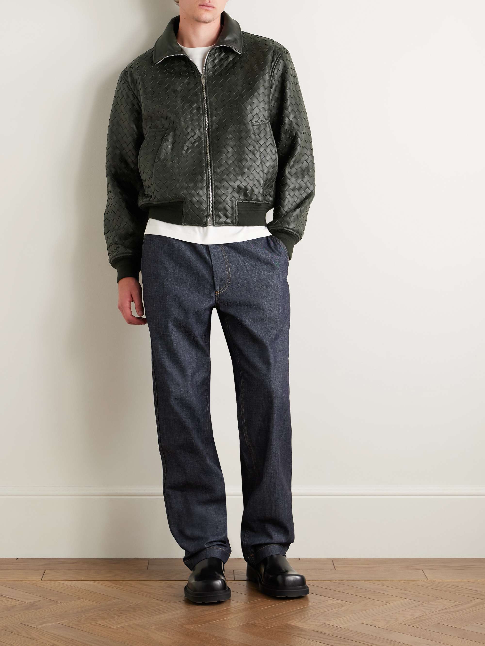 BOTTEGA VENETA Intrecciato Leather Blouson Jacket for Men | MR PORTER