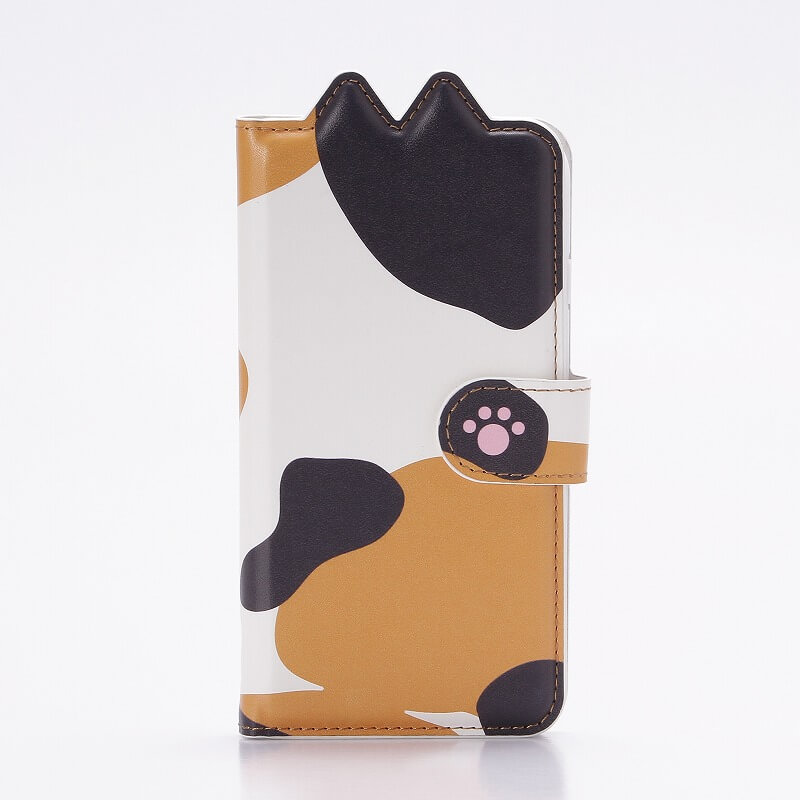 iPhone7 ブックタイプ猫型PUレザーケース「BOOK にゃん」 ミケ｜スマホ