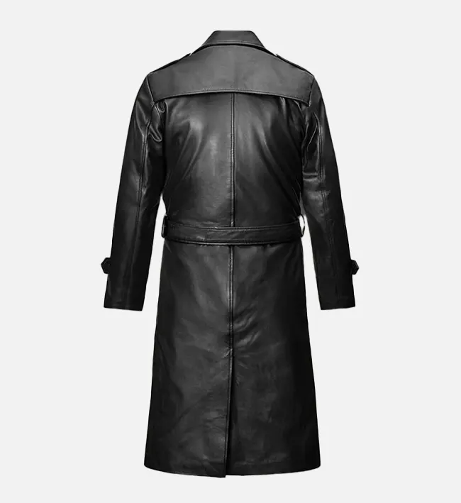 Buy Men's Classic Black Leather Long Coat | Nova Jacket - Nova Jacket
