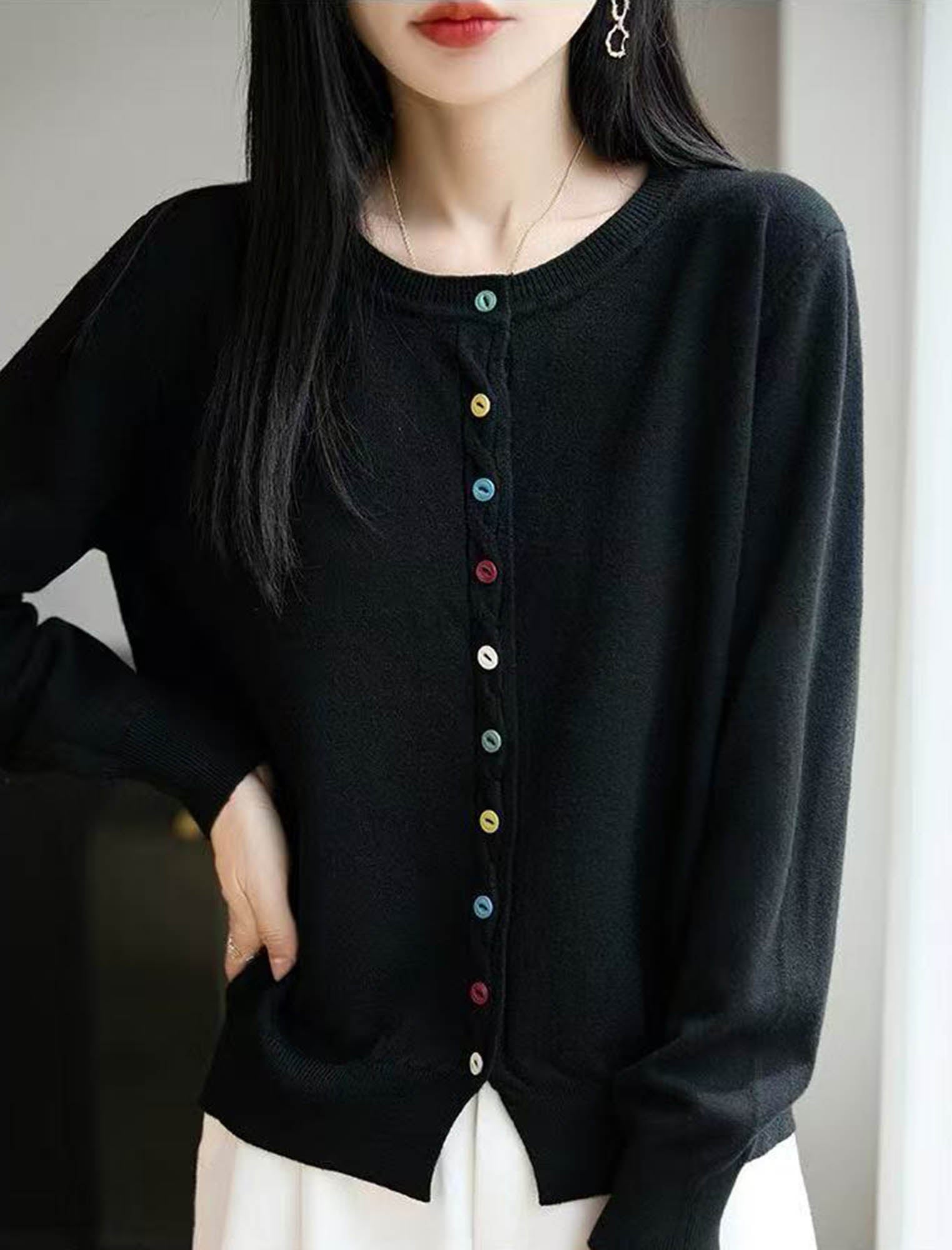 カラーボタンが映える 上品ニットカーディガン | Northmall（ノース