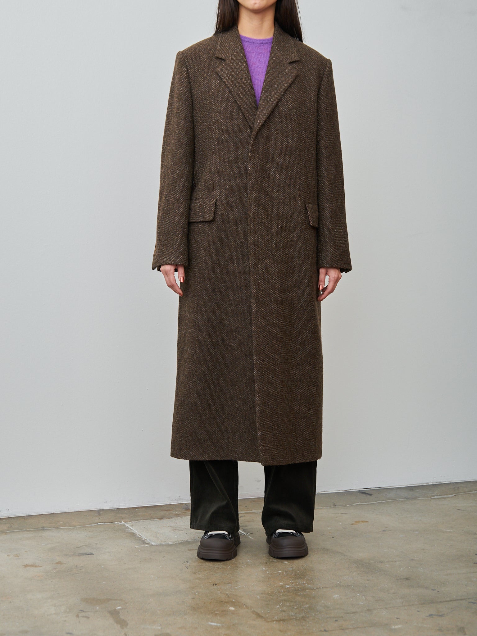 Namu Shop - Auralee Lama Shetland Wool Tweed Chesterfield Coat