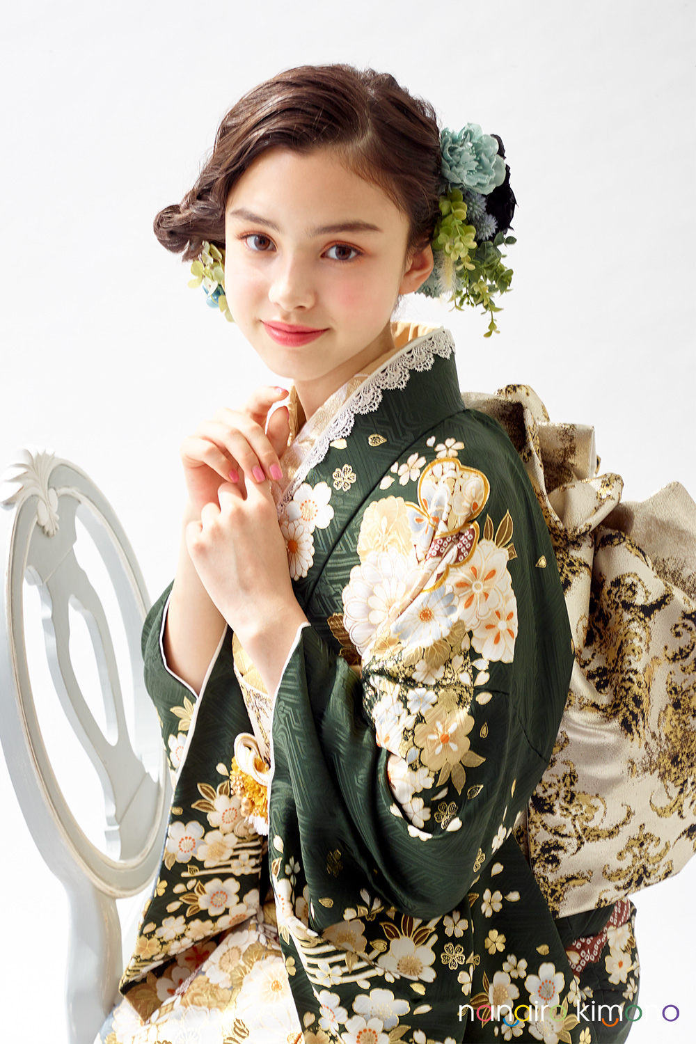 ナナイロキモノWEBショップ / 成人式振袖レンタルフルセット｜緑色