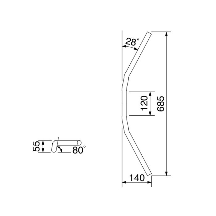 コンチ3型 キット専用ハンドル ZX-14R 16-20｜バーハンドル｜の通販