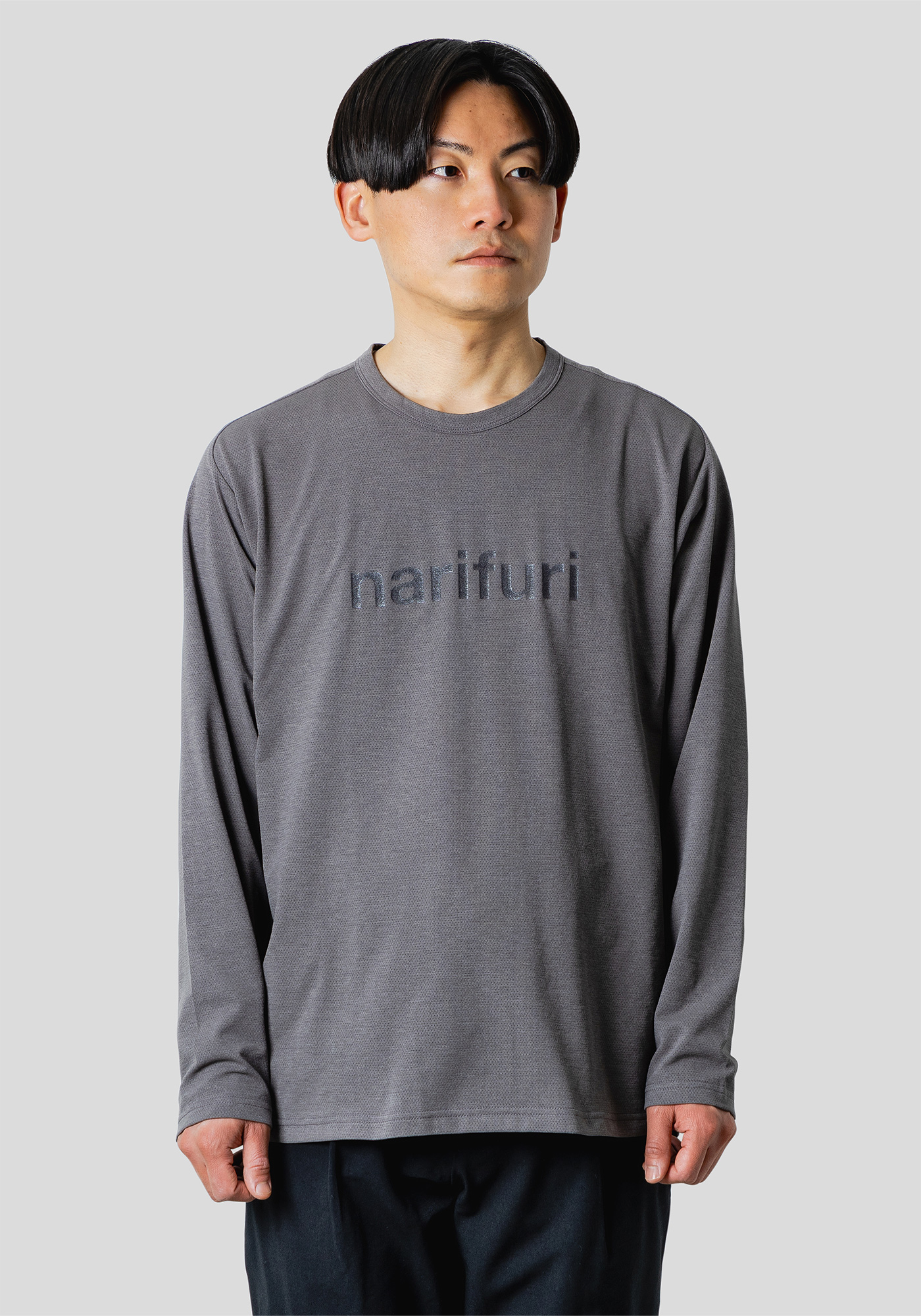 アクティブメッシュバックポケットロングスリーブTシャツ｜narifuri