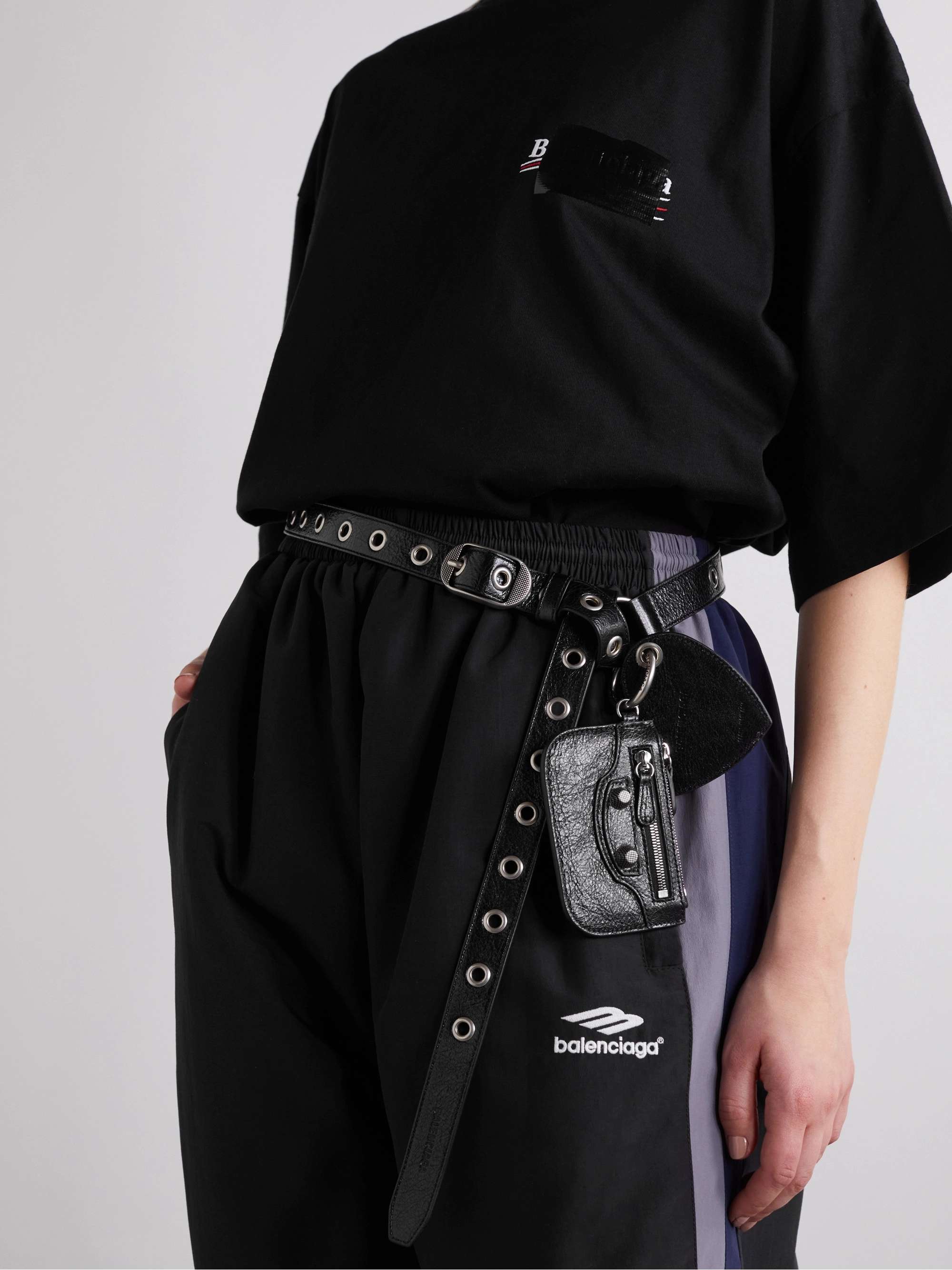 BALENCIAGA Le Cagole embellished crinkled-leather belt | NET-A-PORTER