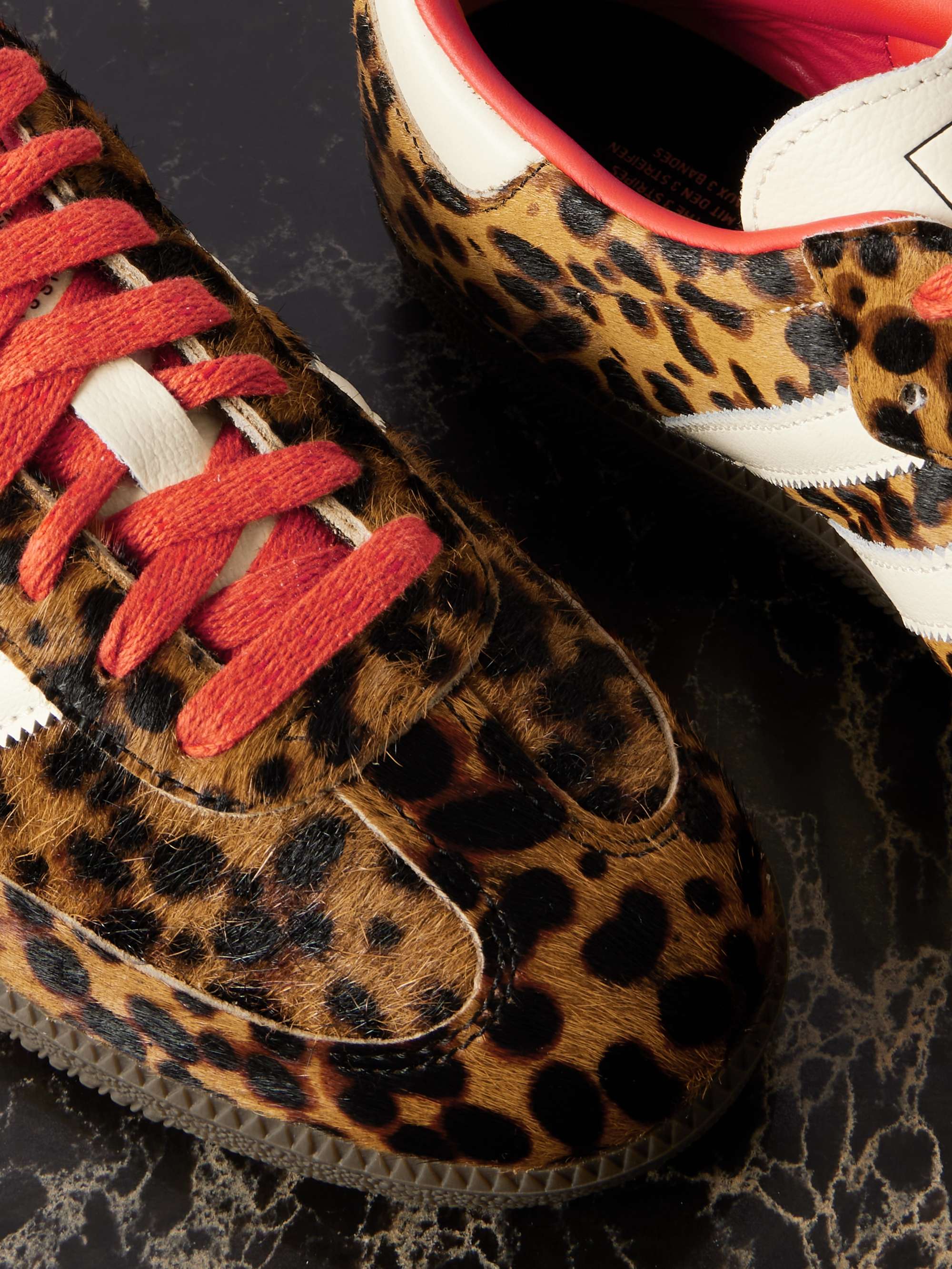 ADIDAS ORIGINALS Samba OG leather-trimmed leopard-print pony hair