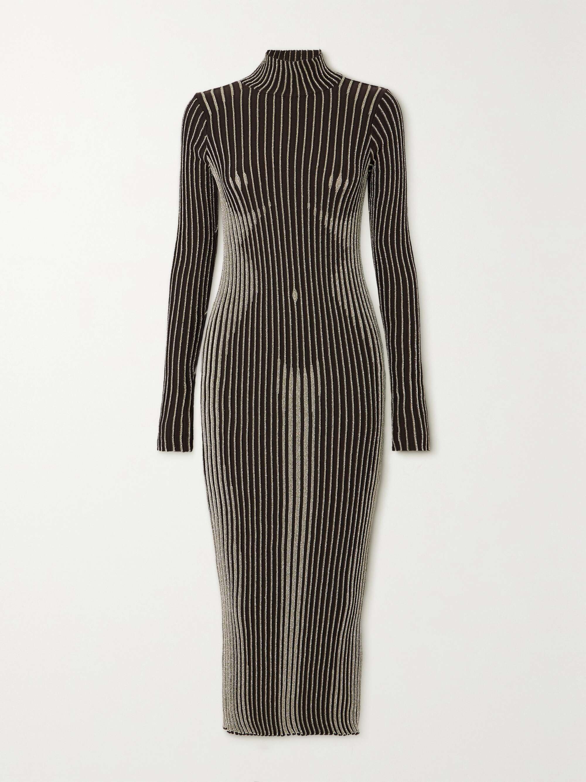JEAN PAUL GAULTIER Trompe l'oeil ribbed metallic merino wool-blend