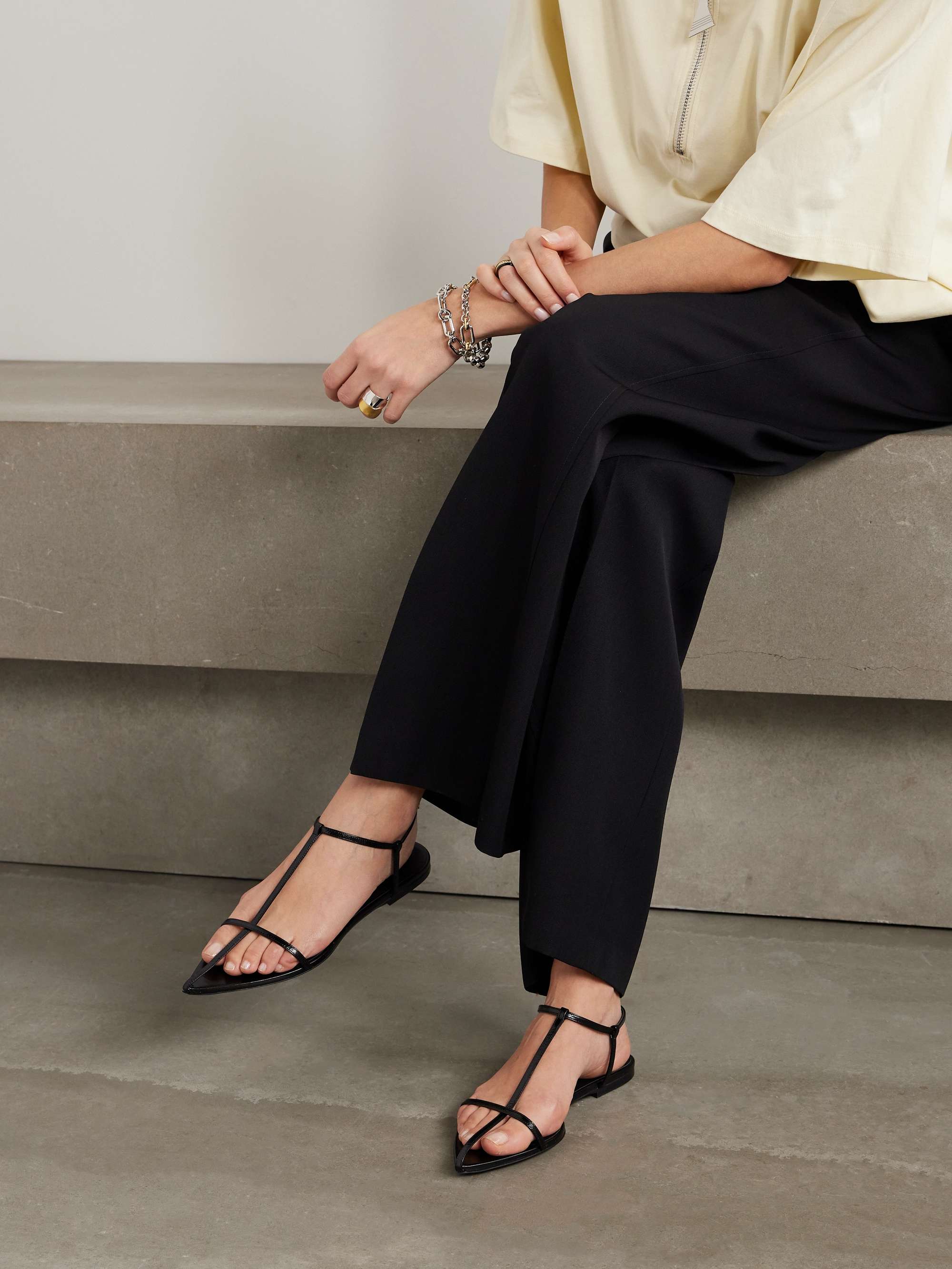 JIL SANDER Leather point-toe sandals | NET-A-PORTER