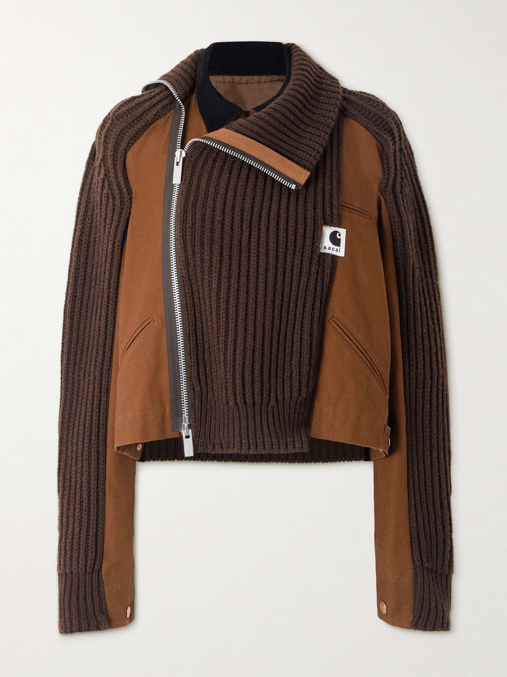 SACAI + Carhartt WIP asymmetric ribbed wool-blend and cotton