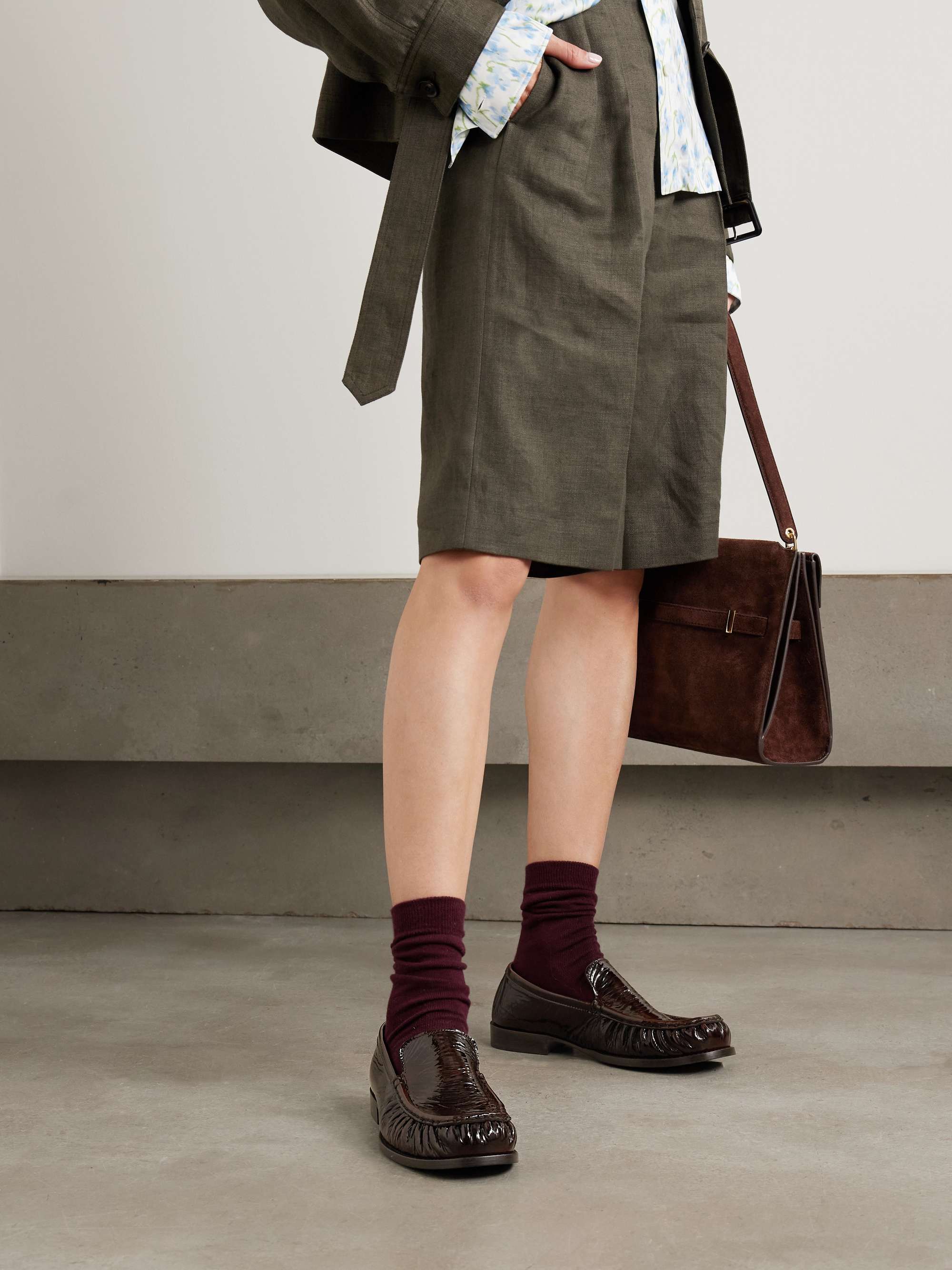 DRIES VAN NOTEN Patent crinkled-leather loafers | NET-A-PORTER