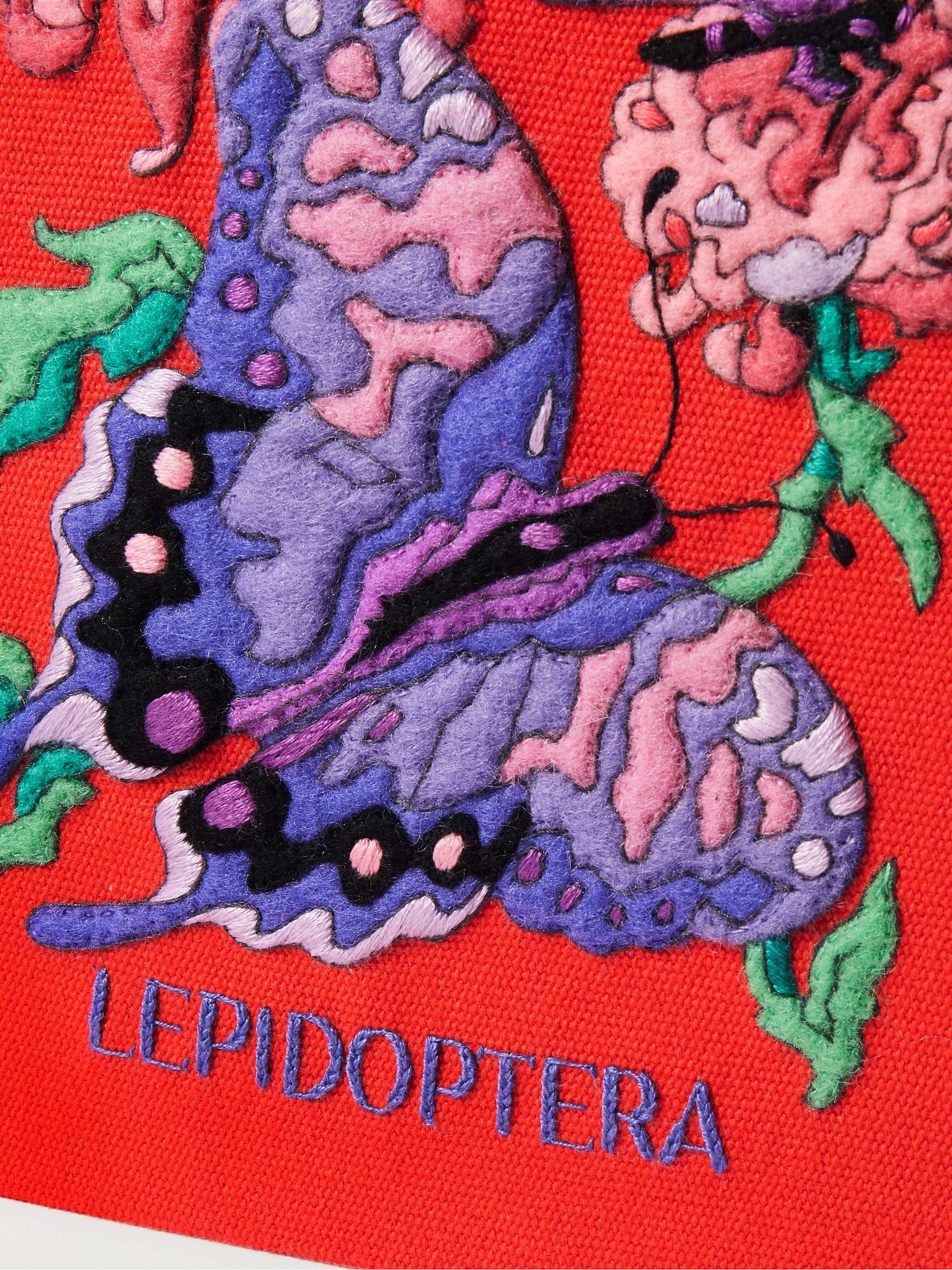 OLYMPIA LE-TAN Lepidoptera embroidered appliquéd canvas clutch