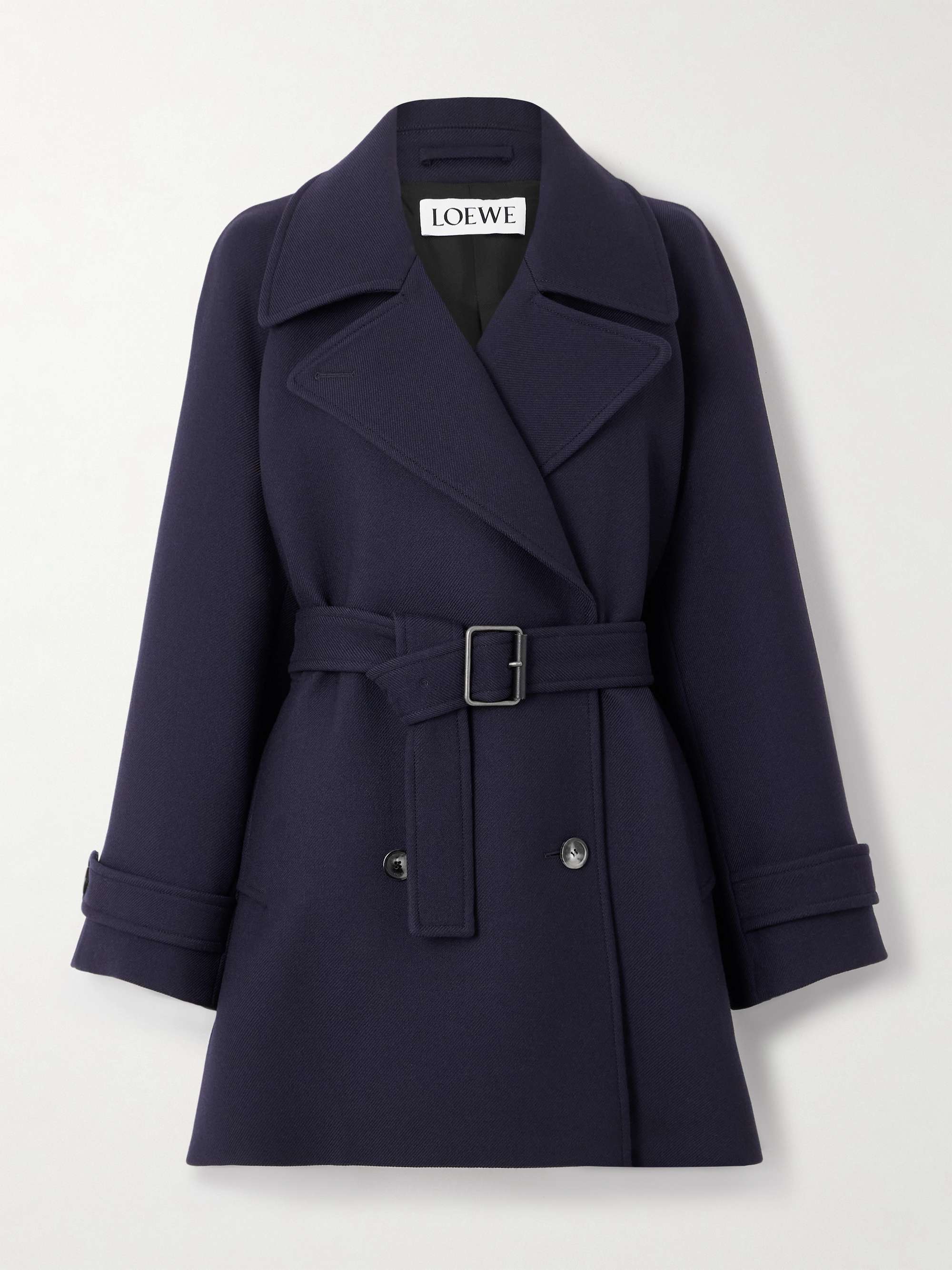 LOEWE Double-breasted belted wool and silk-blend twill jacket