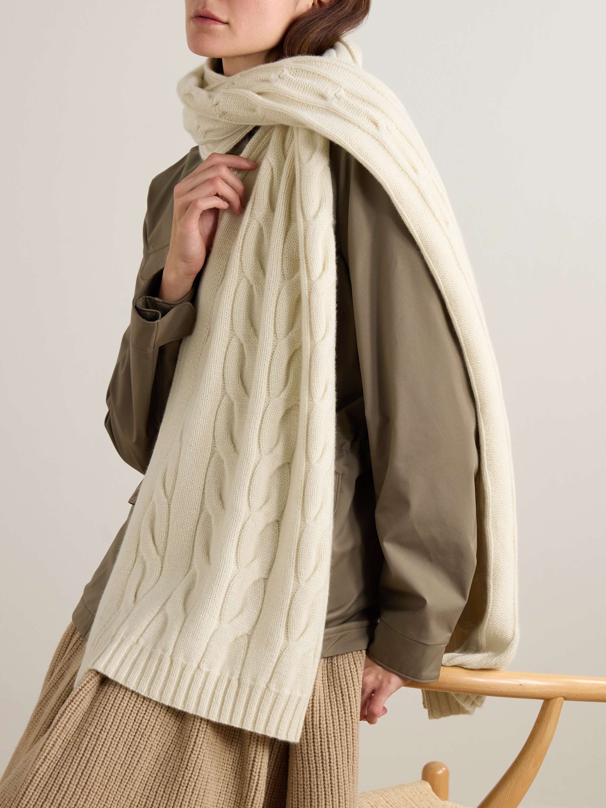 LORO PIANA Cable-knit cashmere scarf | NET-A-PORTER
