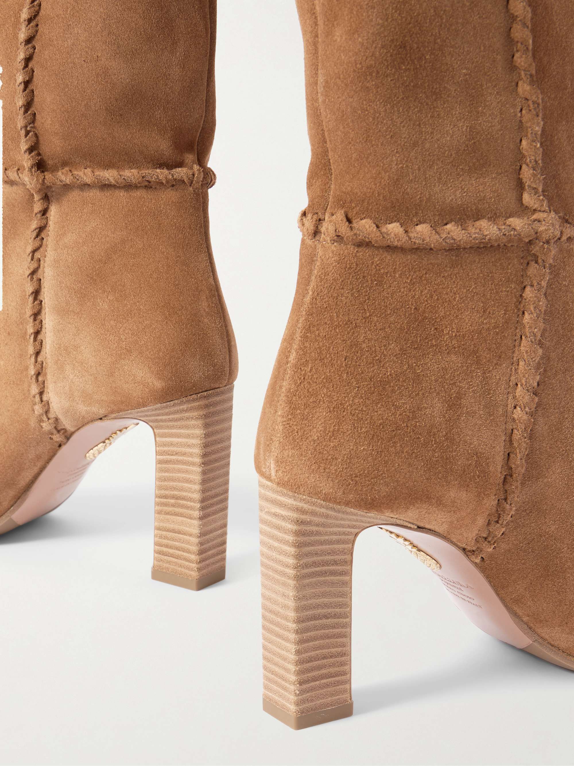AQUAZZURA Indy 85 whipstitched suede knee boots | NET-A-PORTER