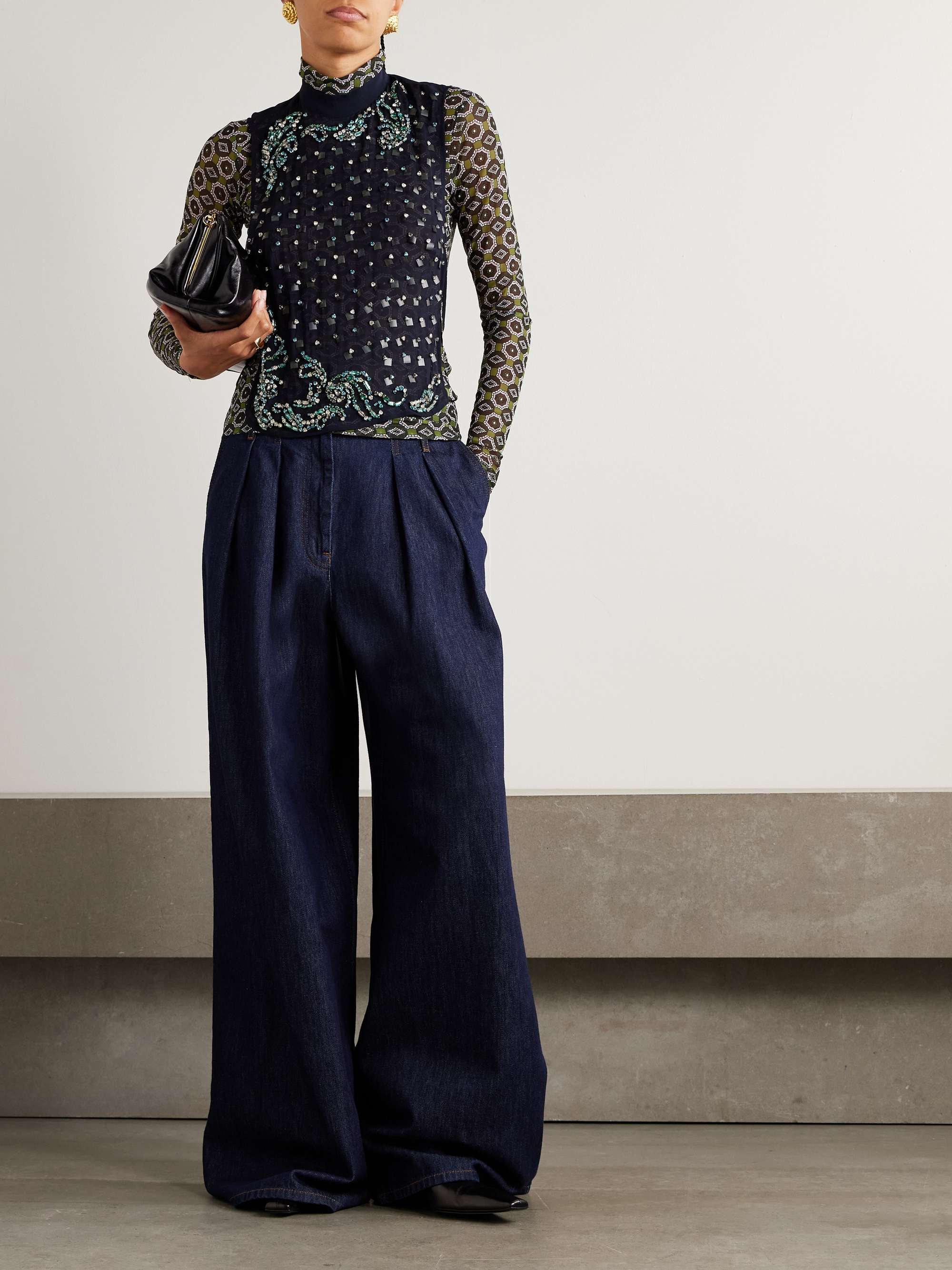 DRIES VAN NOTEN Pleated denim wide-leg pants | NET-A-PORTER