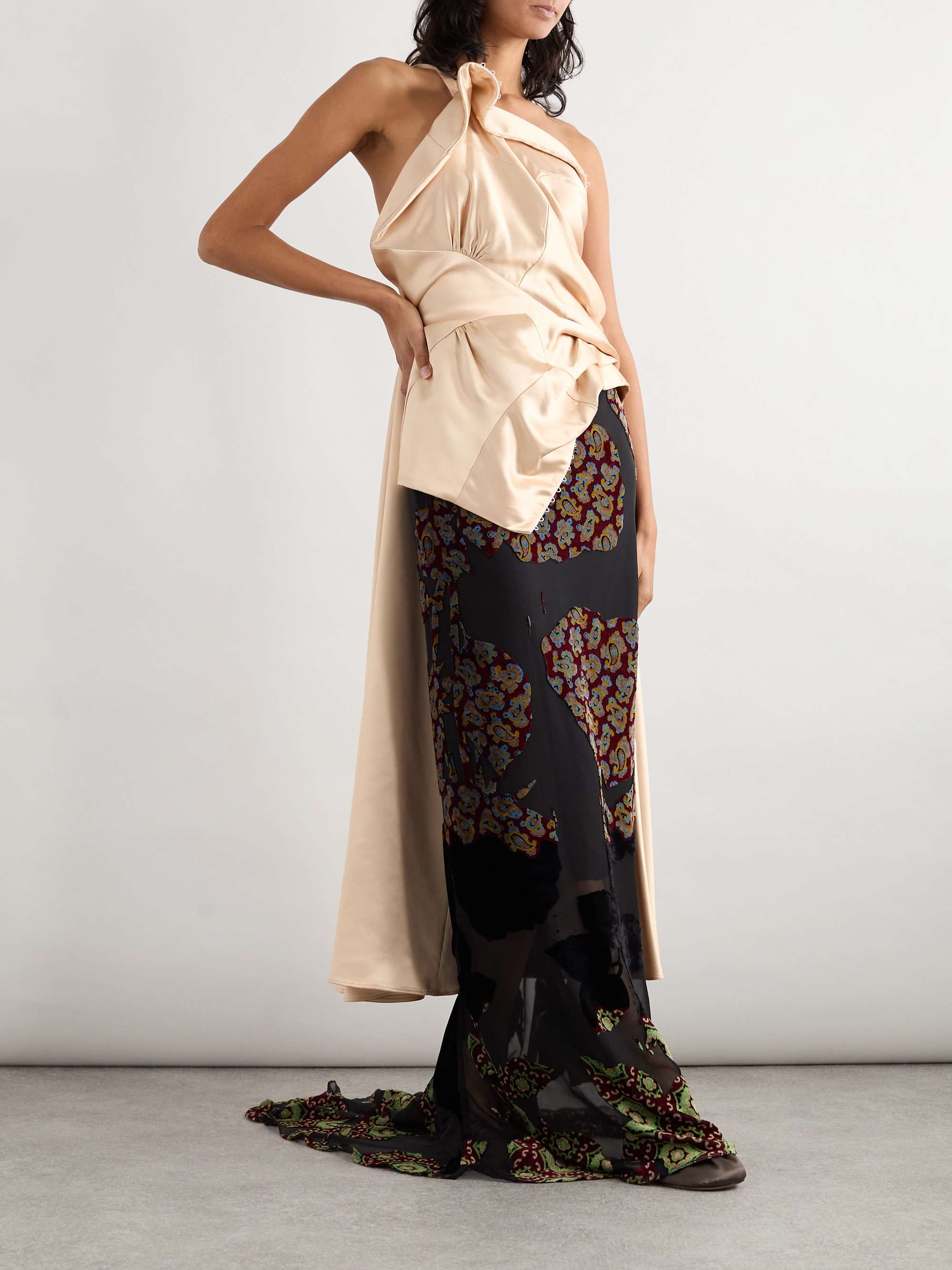 DRIES VAN NOTEN Devoré-velvet maxi skirt | NET-A-PORTER