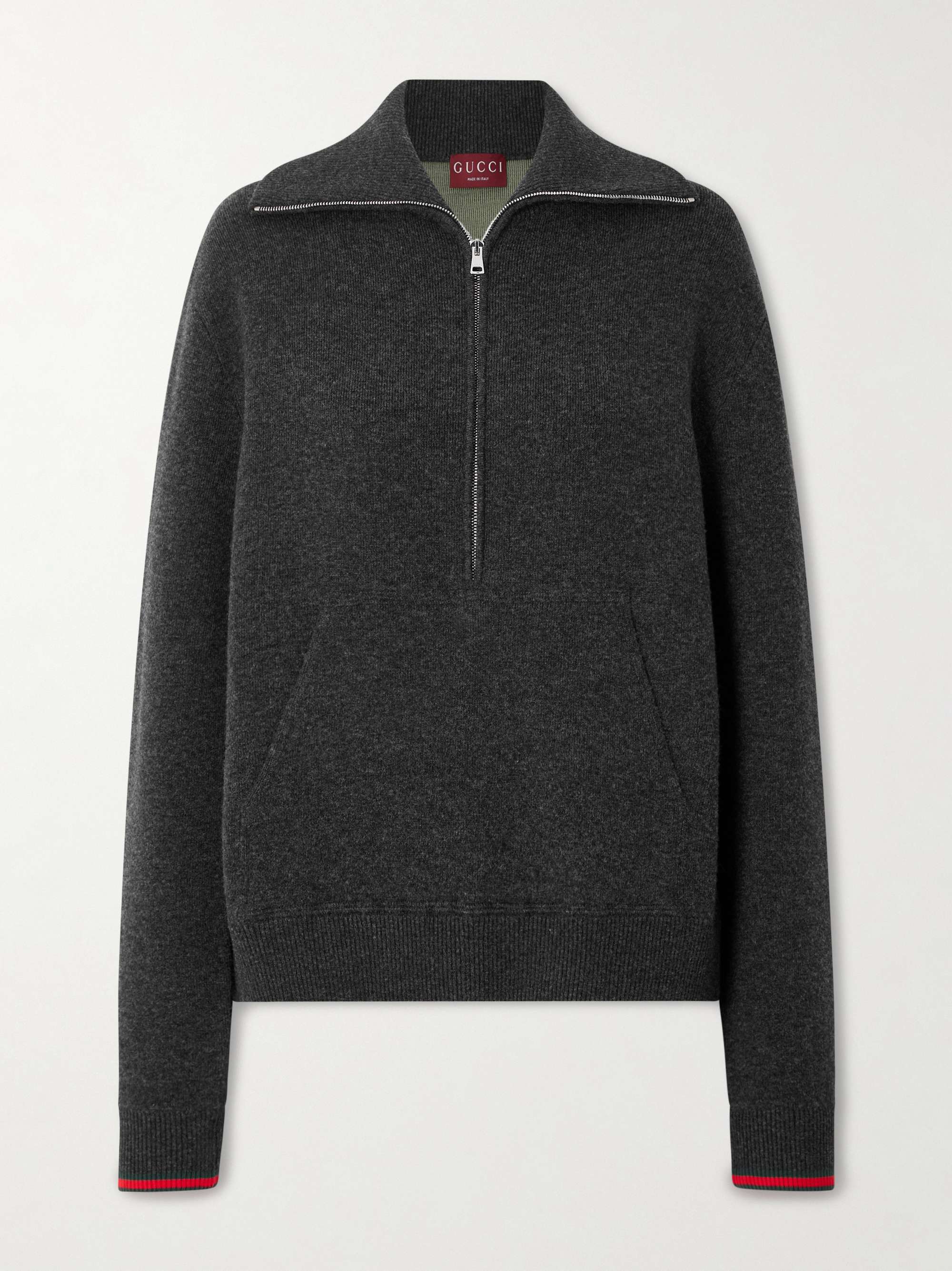GUCCI Striped wool-blend half-zip polo sweater | NET-A-PORTER