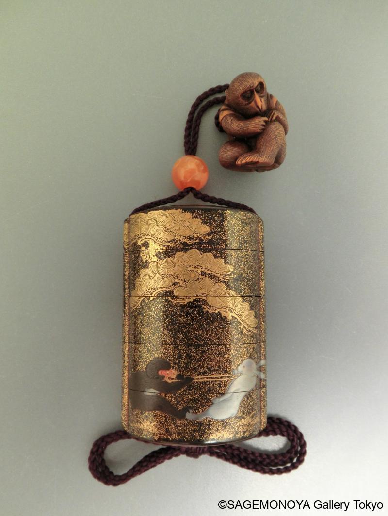 首引図蒔絵四段－印籠｜根付専門店「提物屋」
