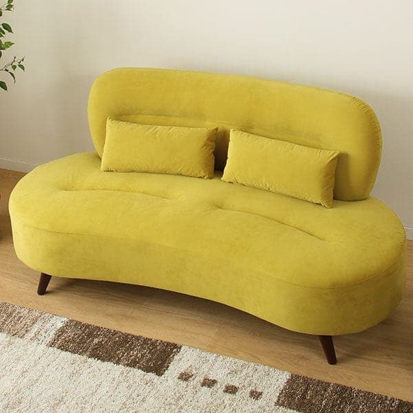 ふっくらビーンズのフォルムが可愛い 2人掛けファブリックソファ (GR