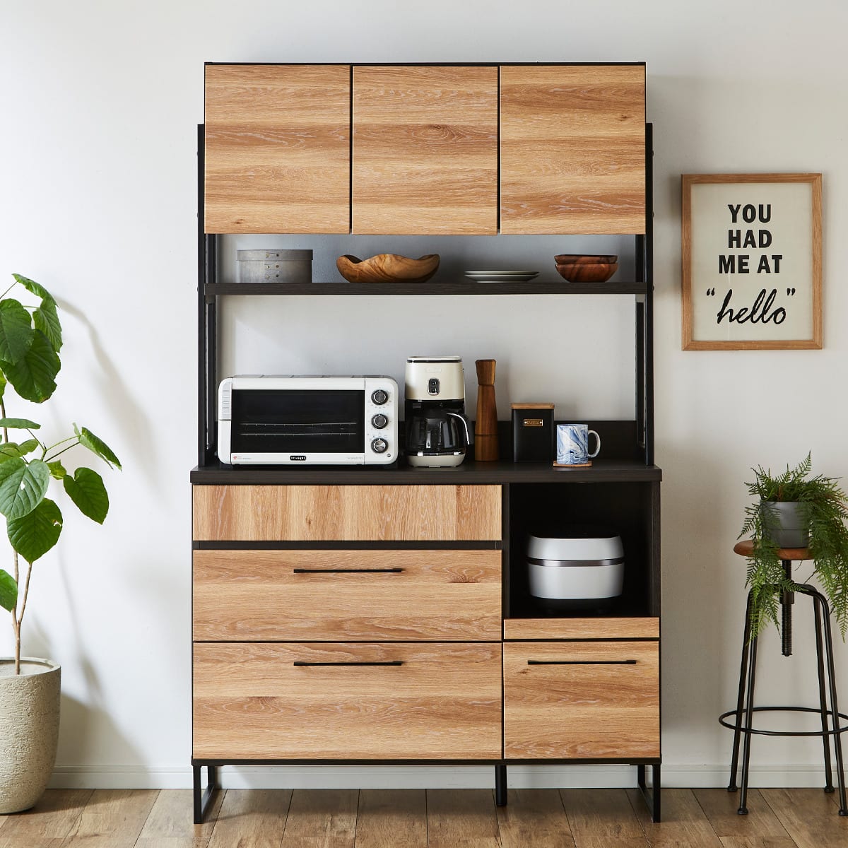 ヴィンテージテイストの完成品キッチンボード (120 NA) | ニトリネット