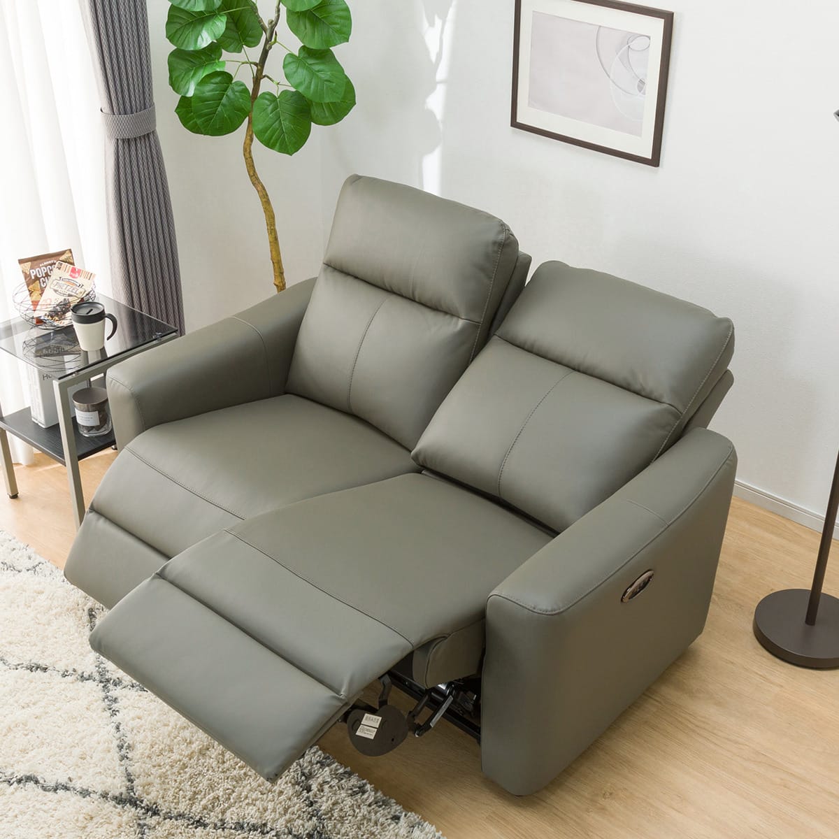 2人掛け電動リクライニングソファ 本革(一部合成皮革)タイプ (UM01 2