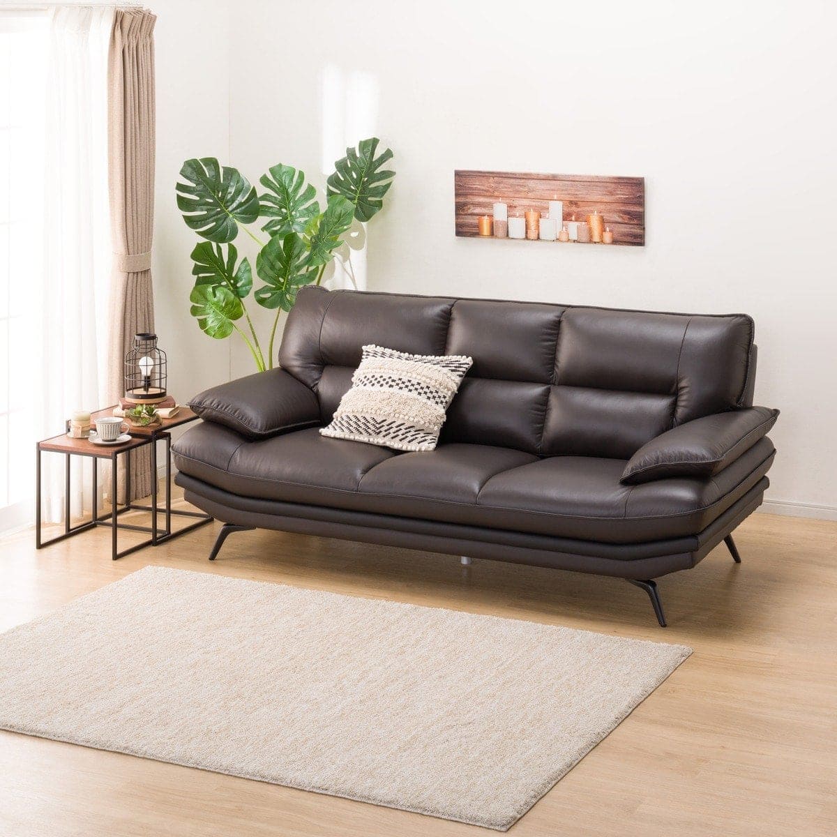 3人掛けソファ 本革(一部合成皮革)タイプ (ロゾKD DBR) | ニトリネット