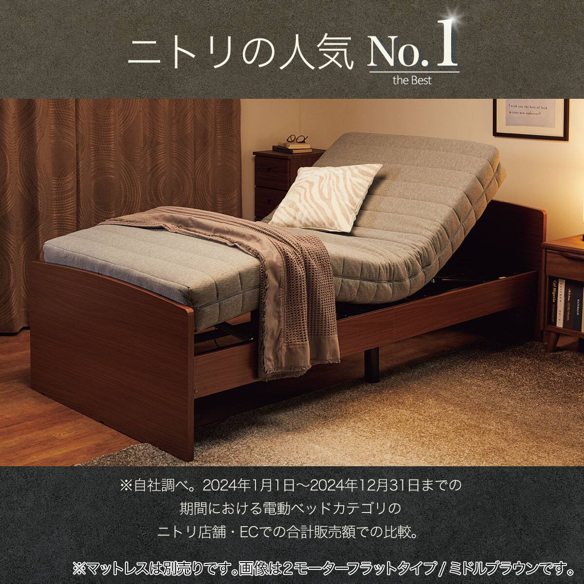 電動セミダブルベッドフレーム(ライズ3 3M-F LBR) | ニトリネット