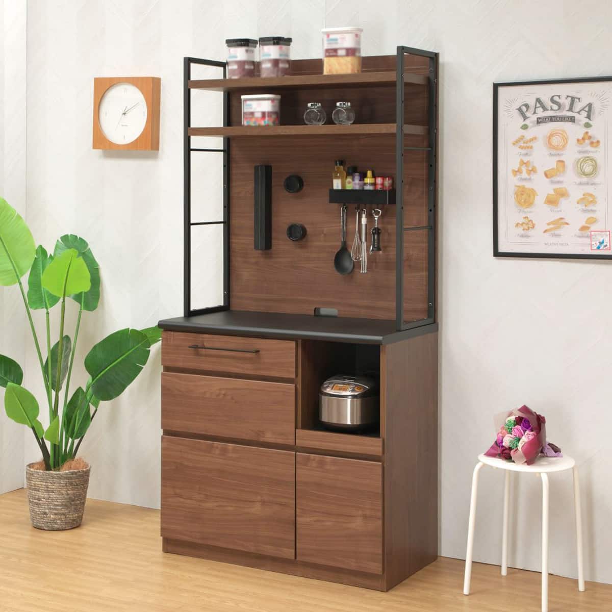 マグネットパネル付キッチンボード (幅90cm WN) | ニトリネット【公式